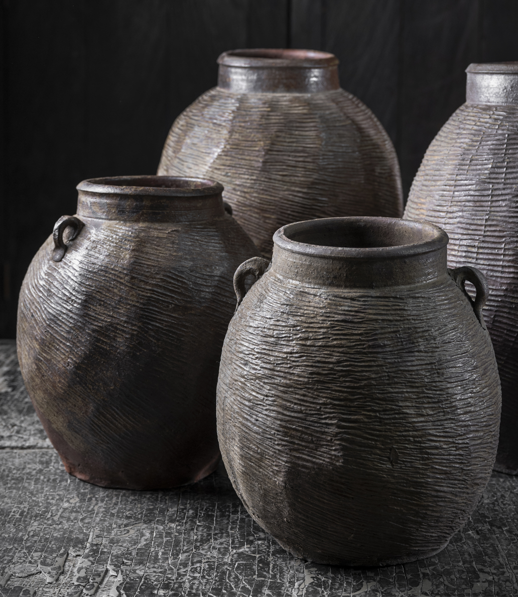 Stripped brown vase