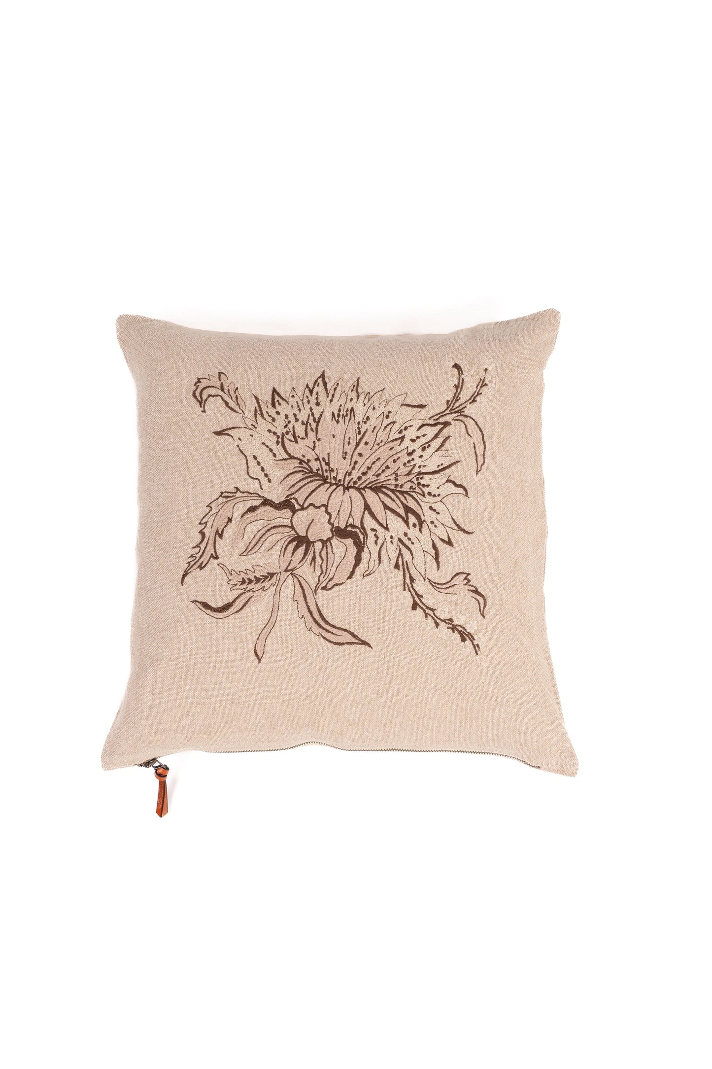 Funda cojin lino bordado 45x45 cardo