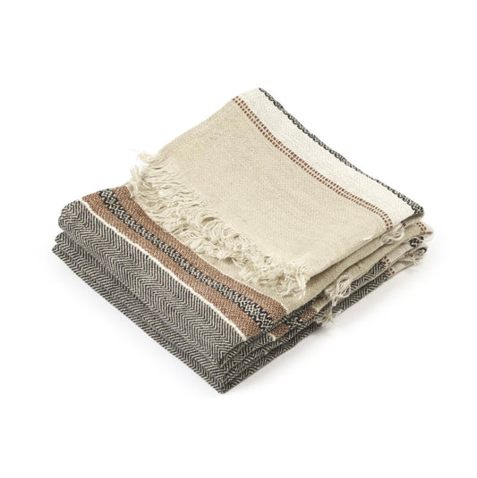 The Belgian Towel Small Fouta 35x50 Beeswax Stripe