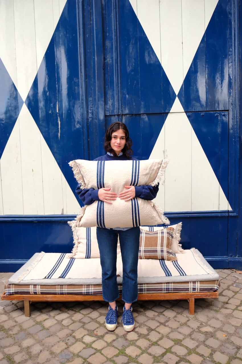 Indigo stripe Pillow Cover