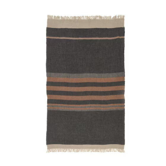 The Belgian Towel Fouta 110X180Cm Black Stripe
